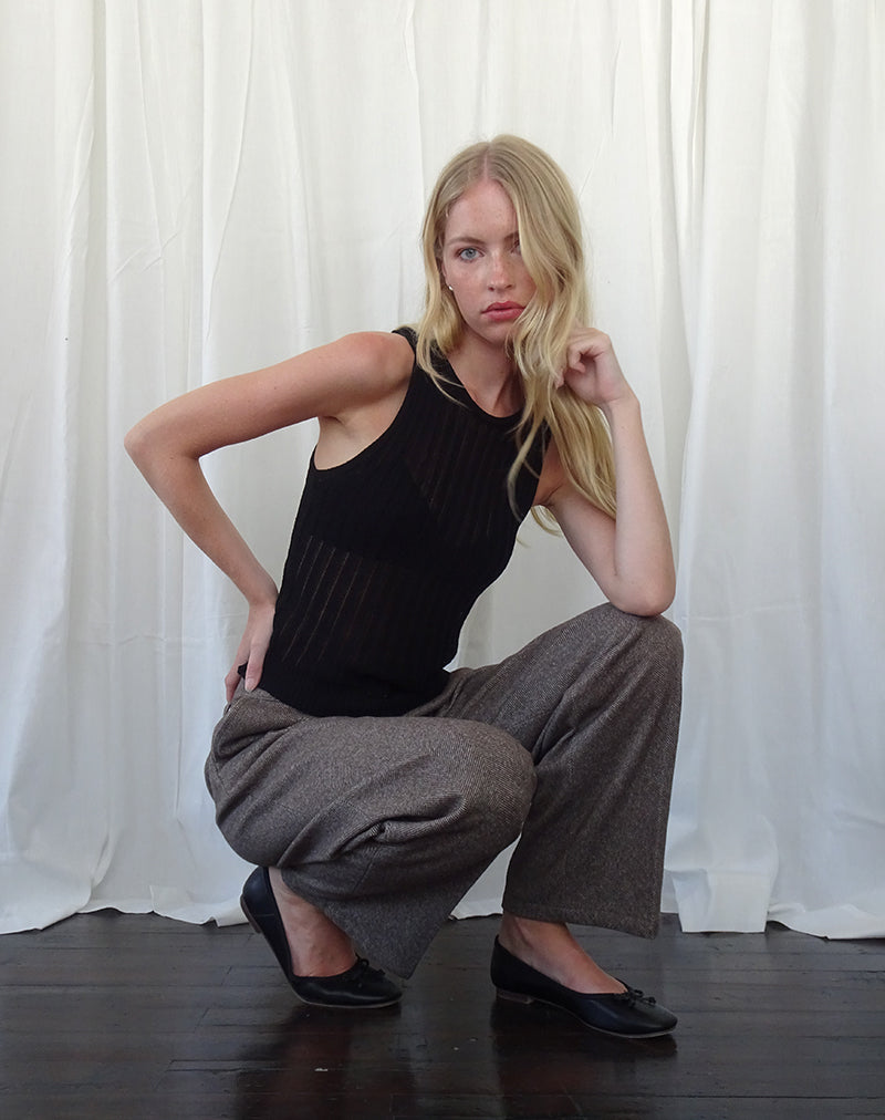 Alessia Vest Top aus breitem Rippenstrick Schwarz