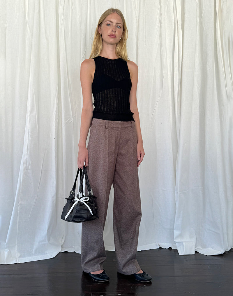 Image of Alessia Vest Top aus breitem Rippenstrick Schwarz