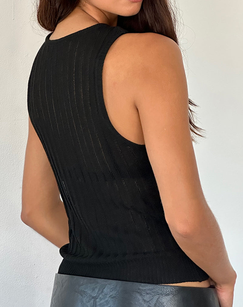Image of Alessia Vest Top aus breitem Rippenstrick Schwarz