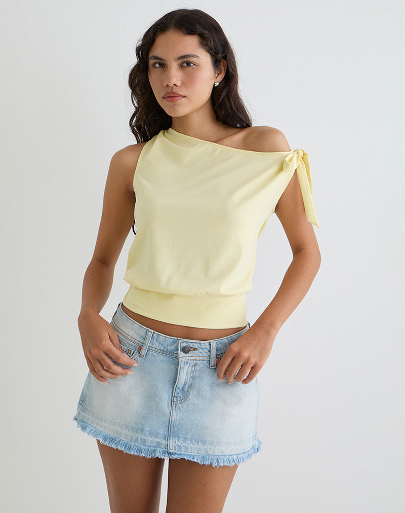 Aleyah Tie Shoulder Tee in Zitrone