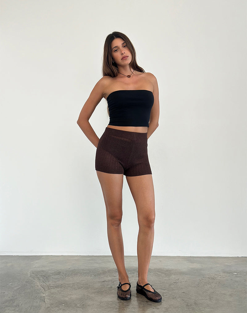 Image of Alina Short aus breitem Rippenstrick Braun