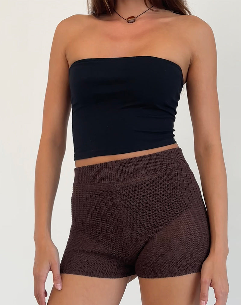 Image of Alina Short aus breitem Rippenstrick Braun