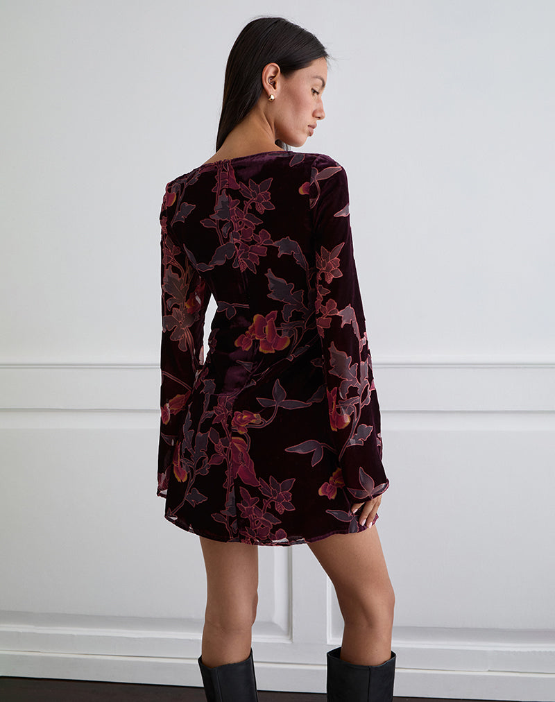 Bilder von Alitra Minikleid in Floral Devore Burgundy