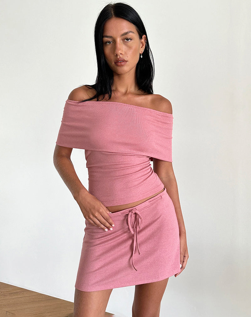 Image of Allea Minirock aus transparentem Strick in Dusky Pink