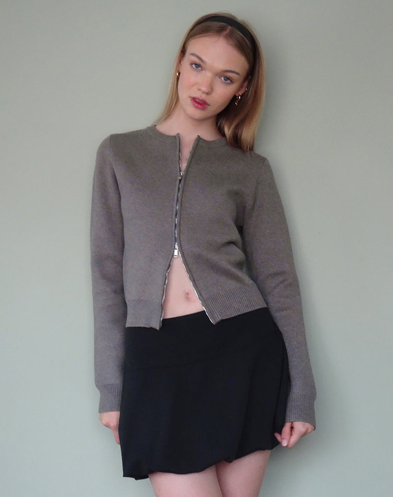 Alniyat Langarm Cardi in Anthrazit Grau