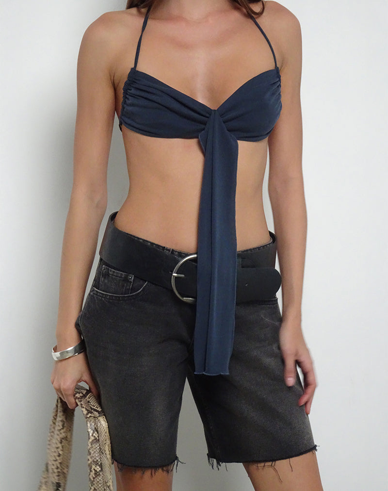 Bild von Alohi Tie Bralette aus Cupro Ocean Storm