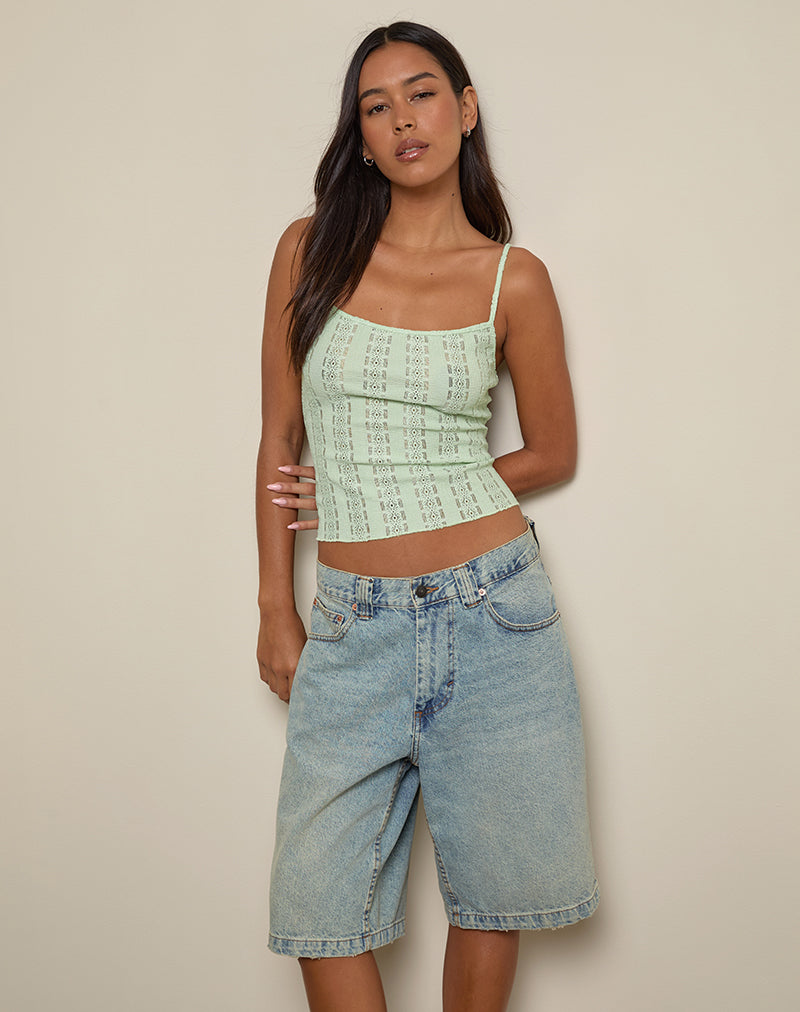 Image of Aluca Cami Top aus Broderie-Blütenspitze Mint