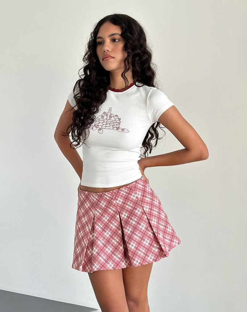 Alula Faltenminirock in Rosa Tartan
