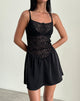 Image of Alunan Slip-Kleid aus Satin und Spitze Schwarz