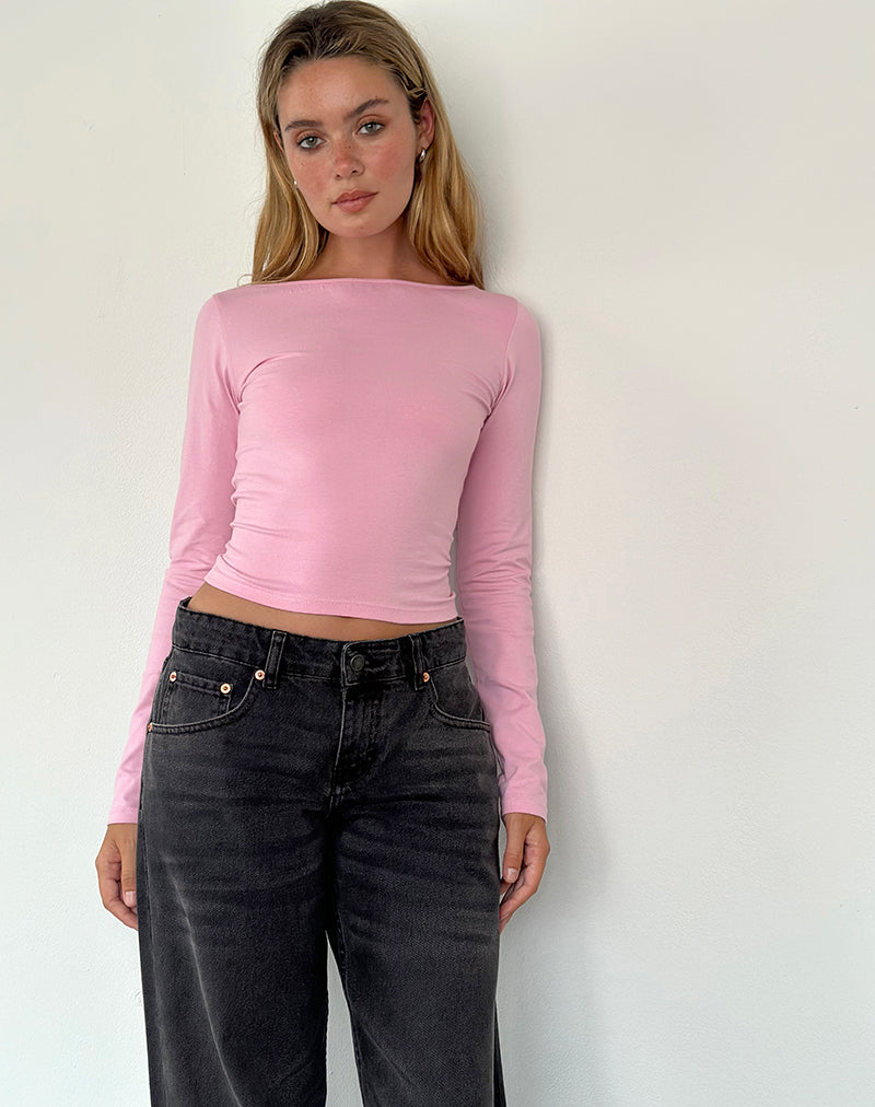 Amabon Langarm-Top in Flamingo-Pink