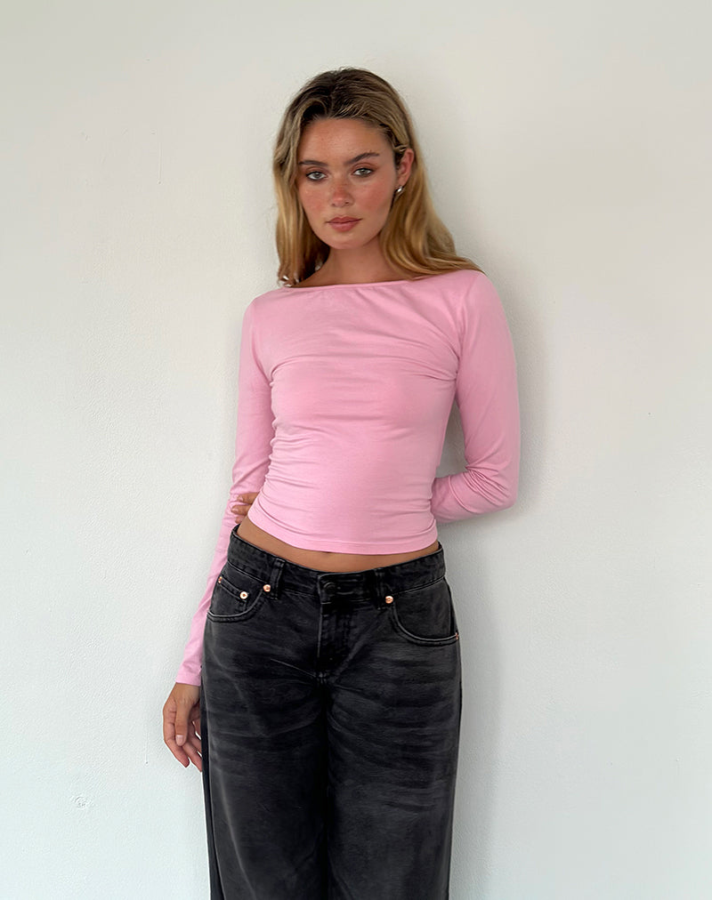 Image of Amabon Langarm-Top in Flamingo Pink