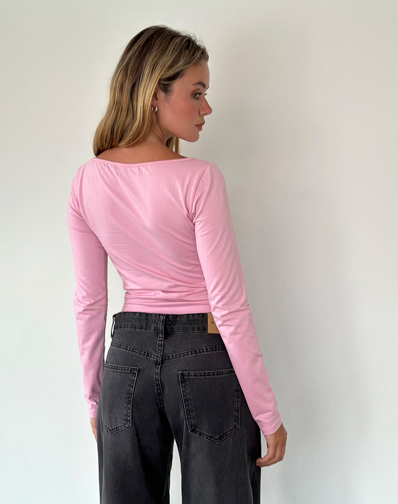 Image of Amabon Langarm-Top in Flamingo Pink