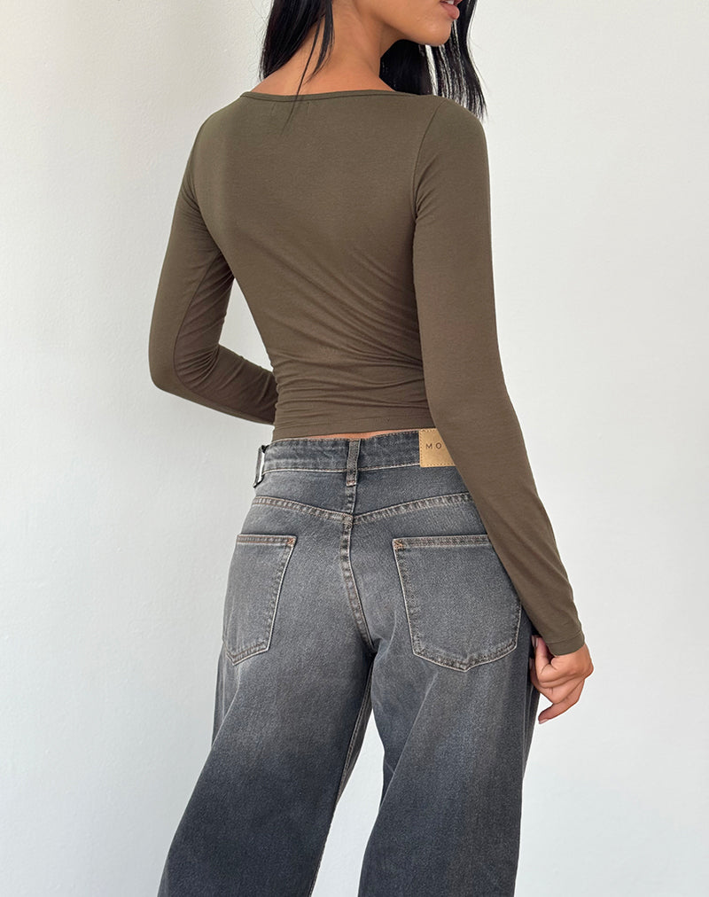 Image of Amabon Langarm-Top in Olive
