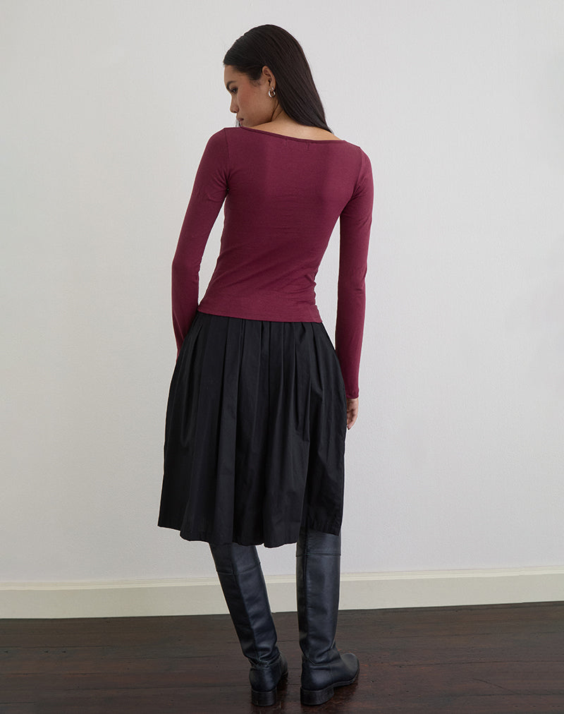 Image of Amabon Langarm-Top in Burgundy