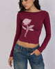 Image of Amabon Langarm-Top in Burgunderrot Blurred Rose