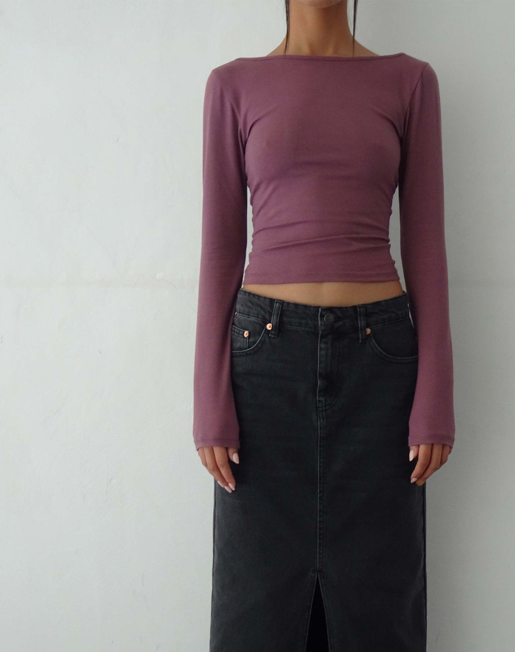 Amabon Langarm-Top in Mauve