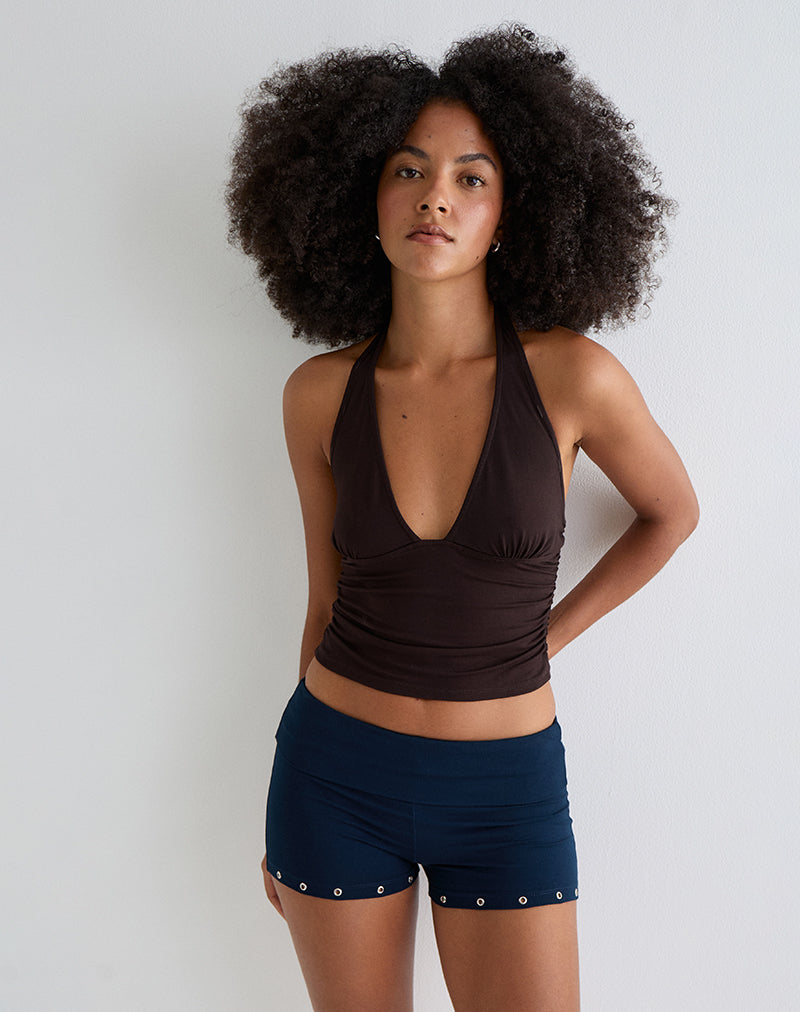 Amane Foldover Short aus Rayon Jersey Navy