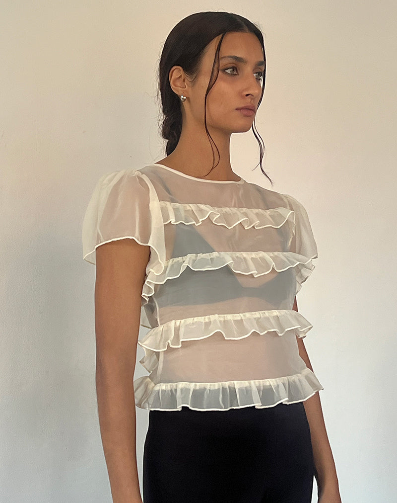 Bild von Amarissa Ruffle Top aus elfenbeinfarbenem Chiffon