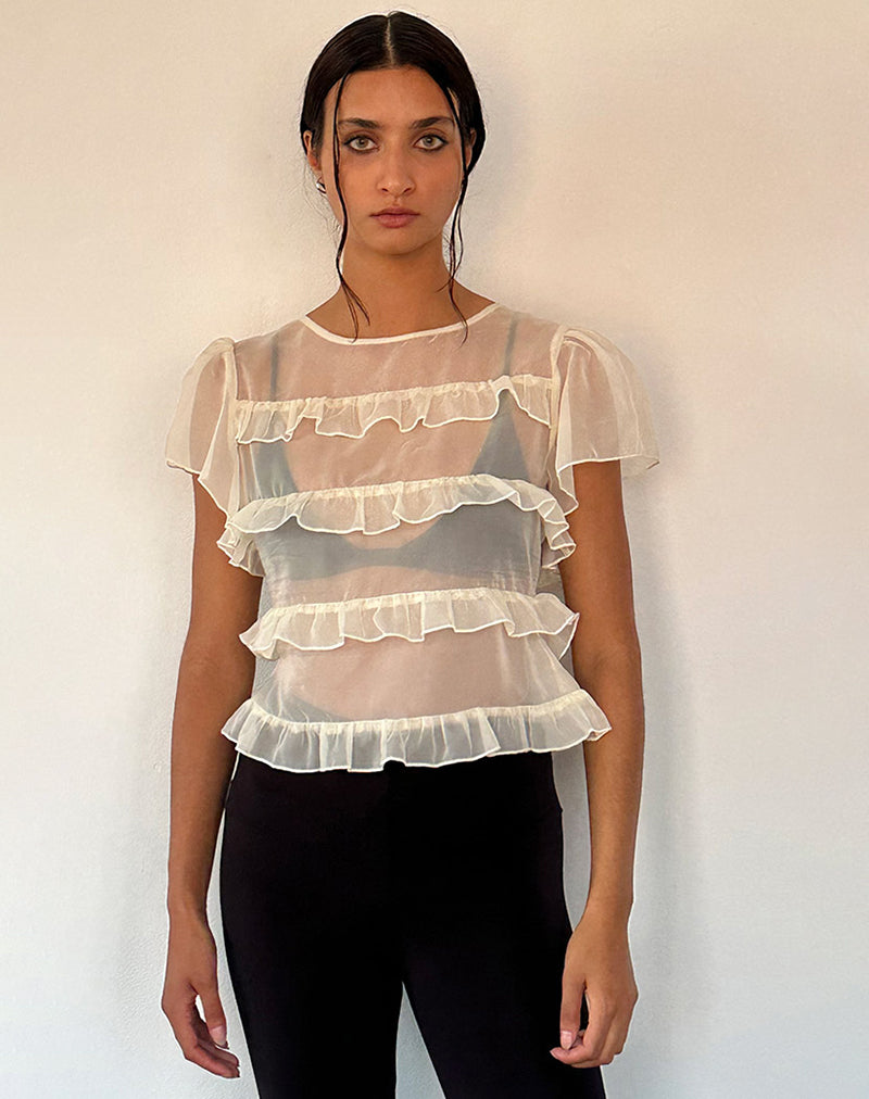 Bild von Amarissa Ruffle Top aus elfenbeinfarbenem Chiffon