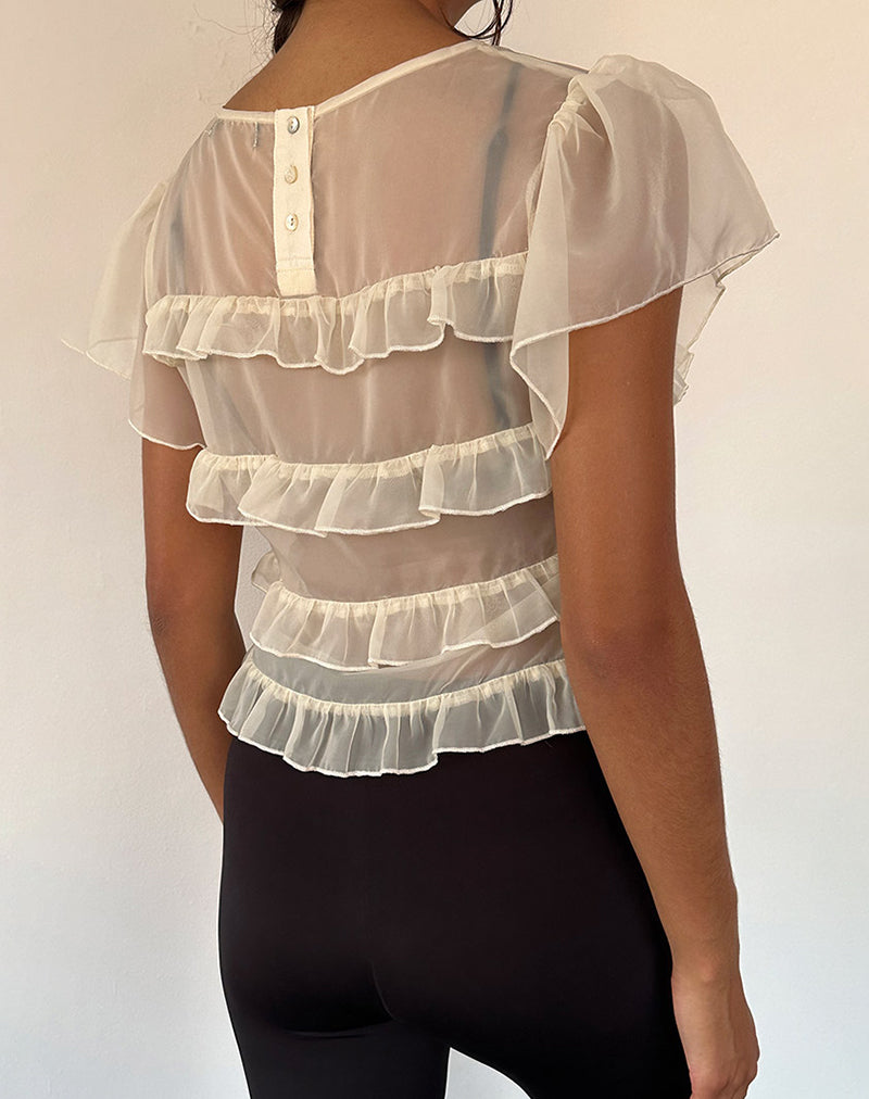 Bild von Amarissa Ruffle Top aus elfenbeinfarbenem Chiffon