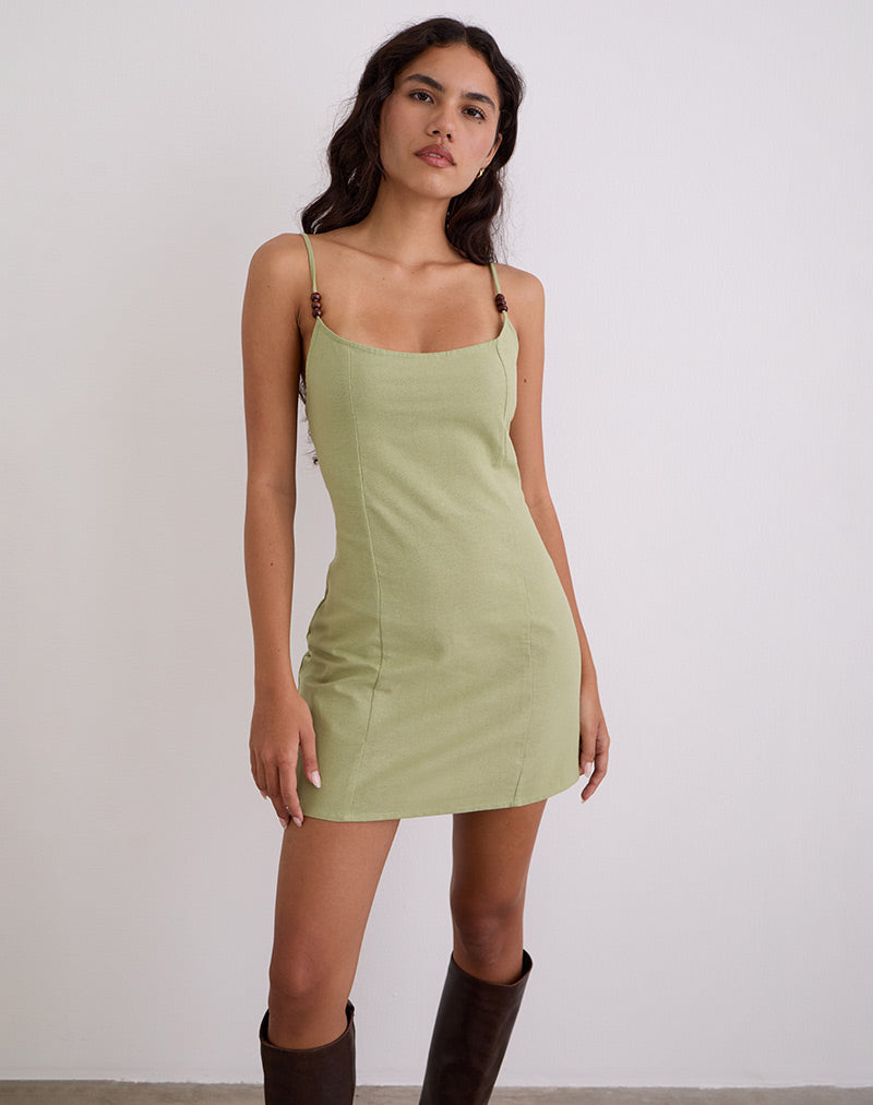 Image of Ambra Scoop Minikleid in Salbei Grün