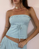 Image of Ameera Bandeau-Top mit Rüschenbesatz in Puderblau
