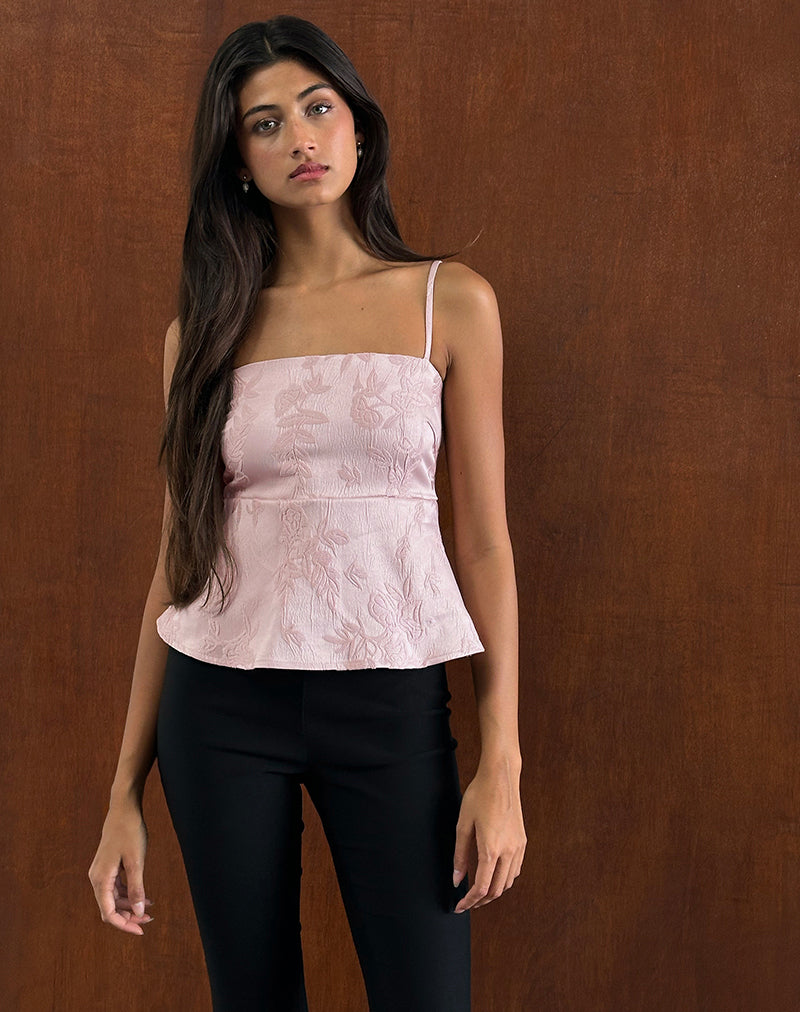 Bild von Amerta Cami Top aus Satin Jacquard Baby Pink