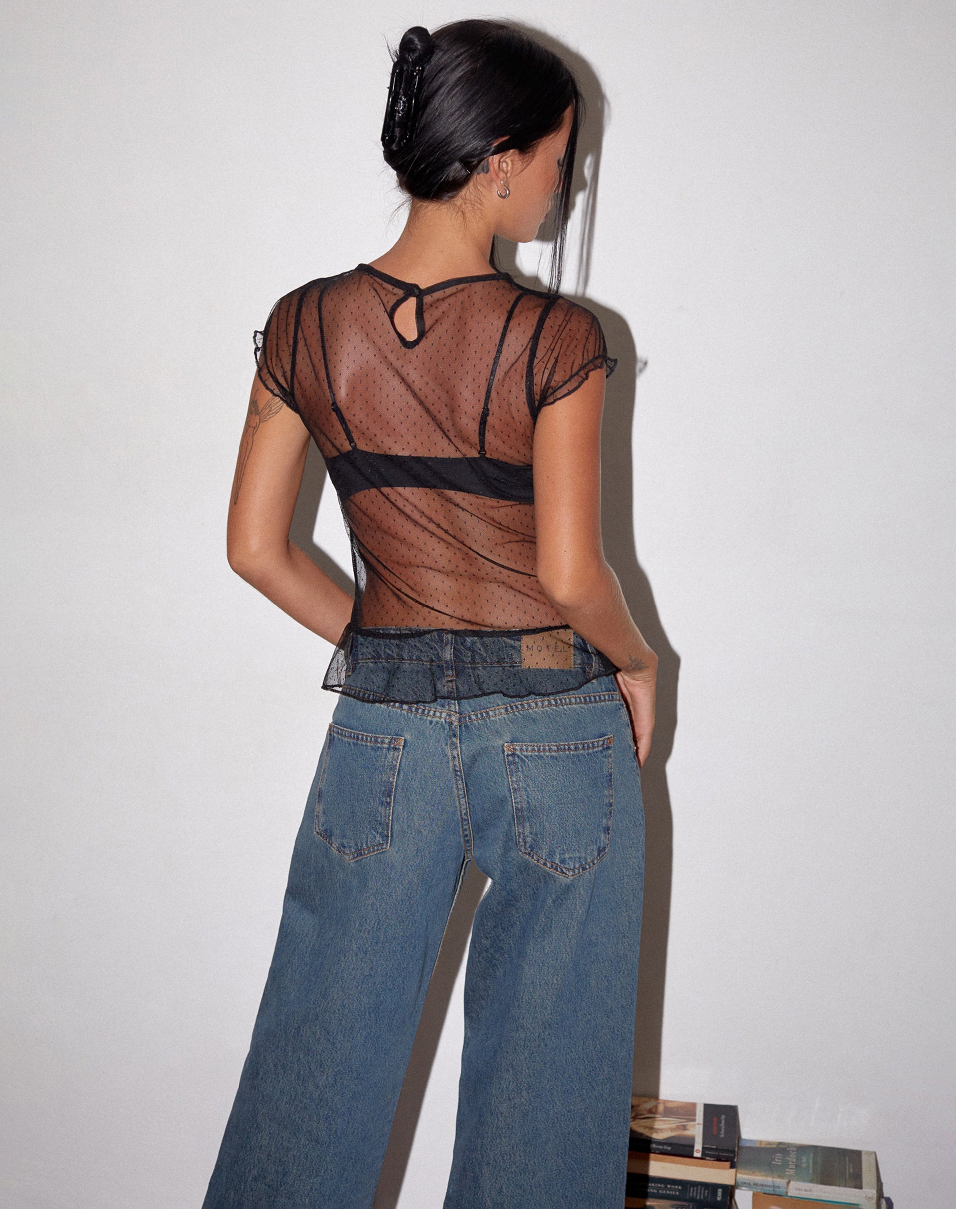 Image of Amrita Ungefüttertes Top aus Dobby Mesh Schwarz