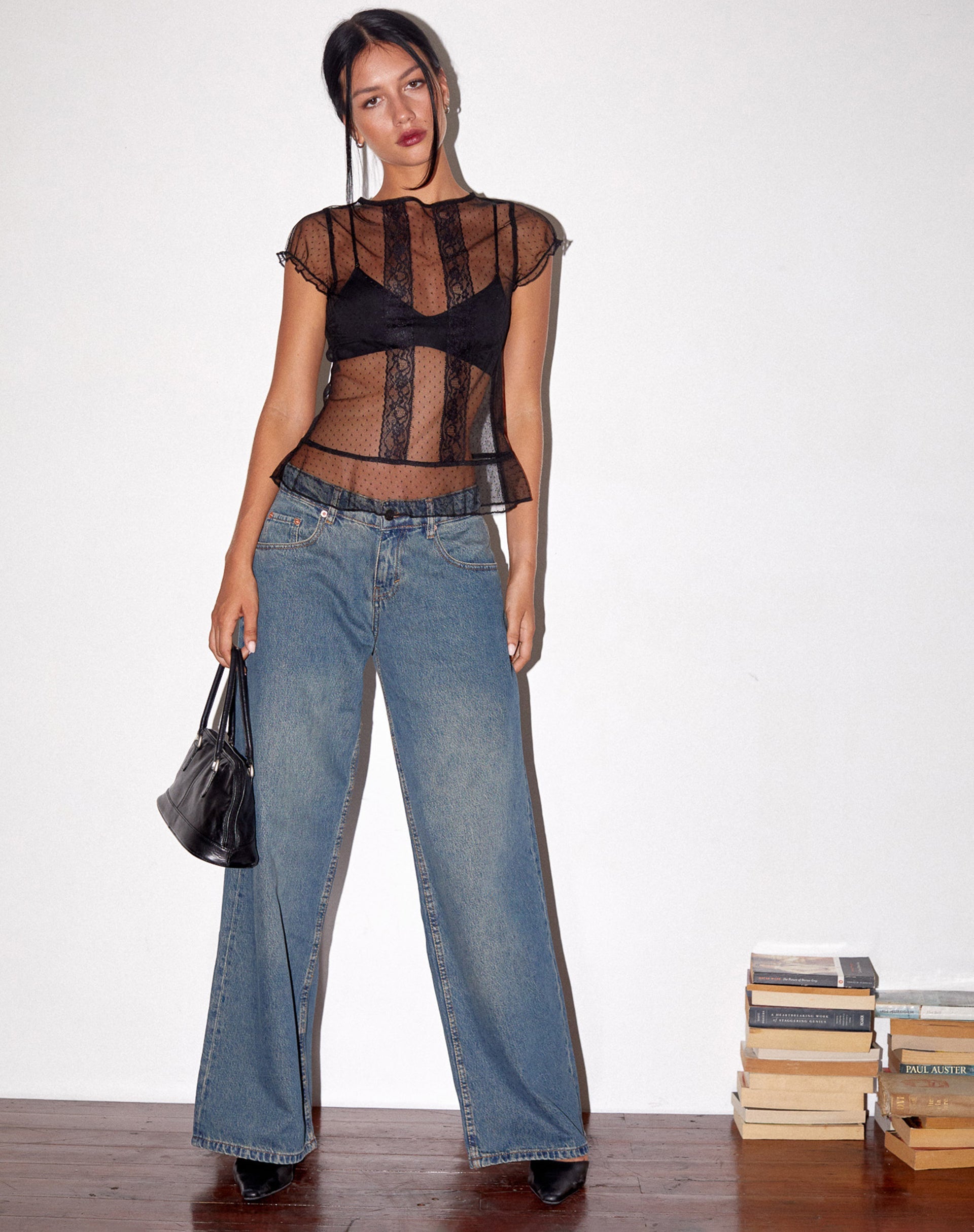 Image of Amrita Ungefüttertes Top aus Dobby Mesh Schwarz