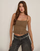 Image of Analu Cami Top in Braun mit Perlenriemen