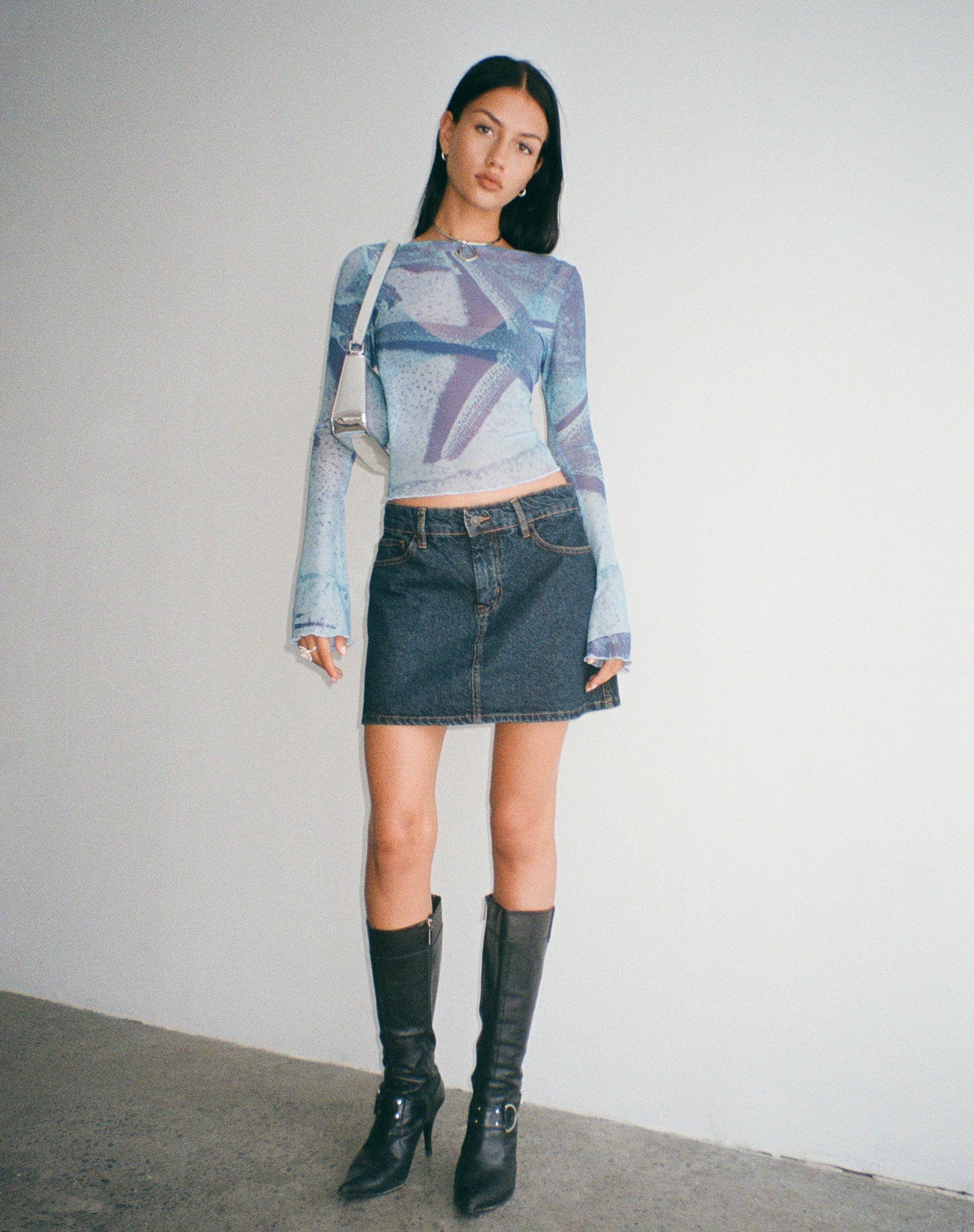 Image of Anchi Mesh Long Sleeve Top in Blau Seestern Photoprint