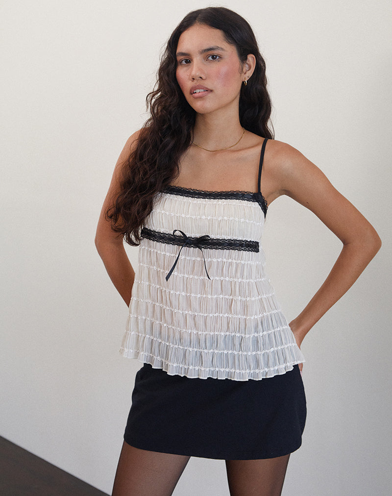 Image of Ancika Cami Top aus strukturiertem Chiffon Elfenbein