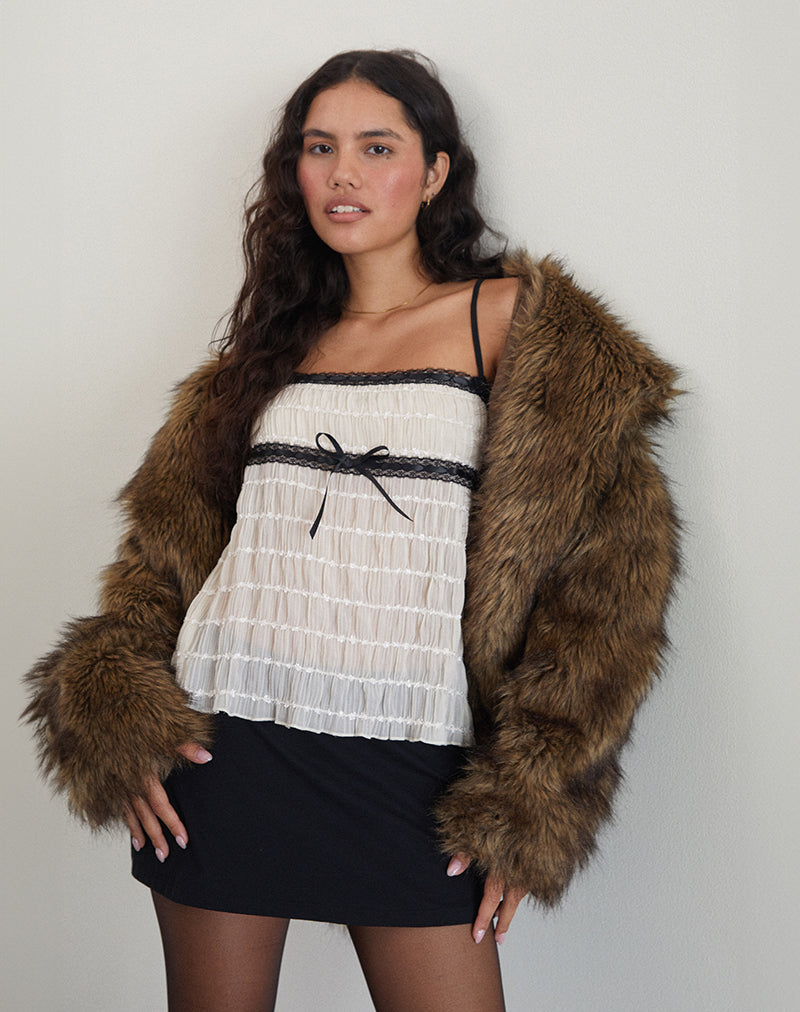 Image of Ancika Cami Top aus strukturiertem Chiffon Elfenbein