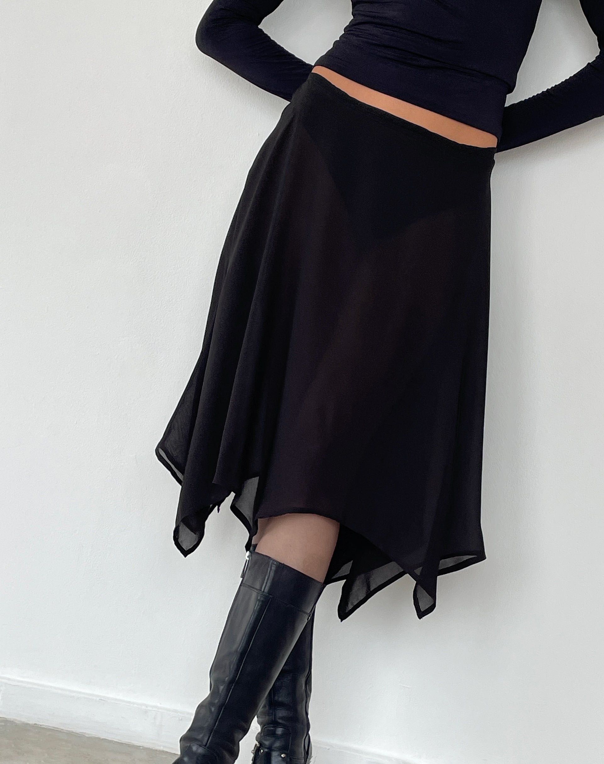 Image of Albertha Midirock aus Chiffon Schwarz