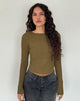 Image of Angela Langarm-Top in Crinkle Olive