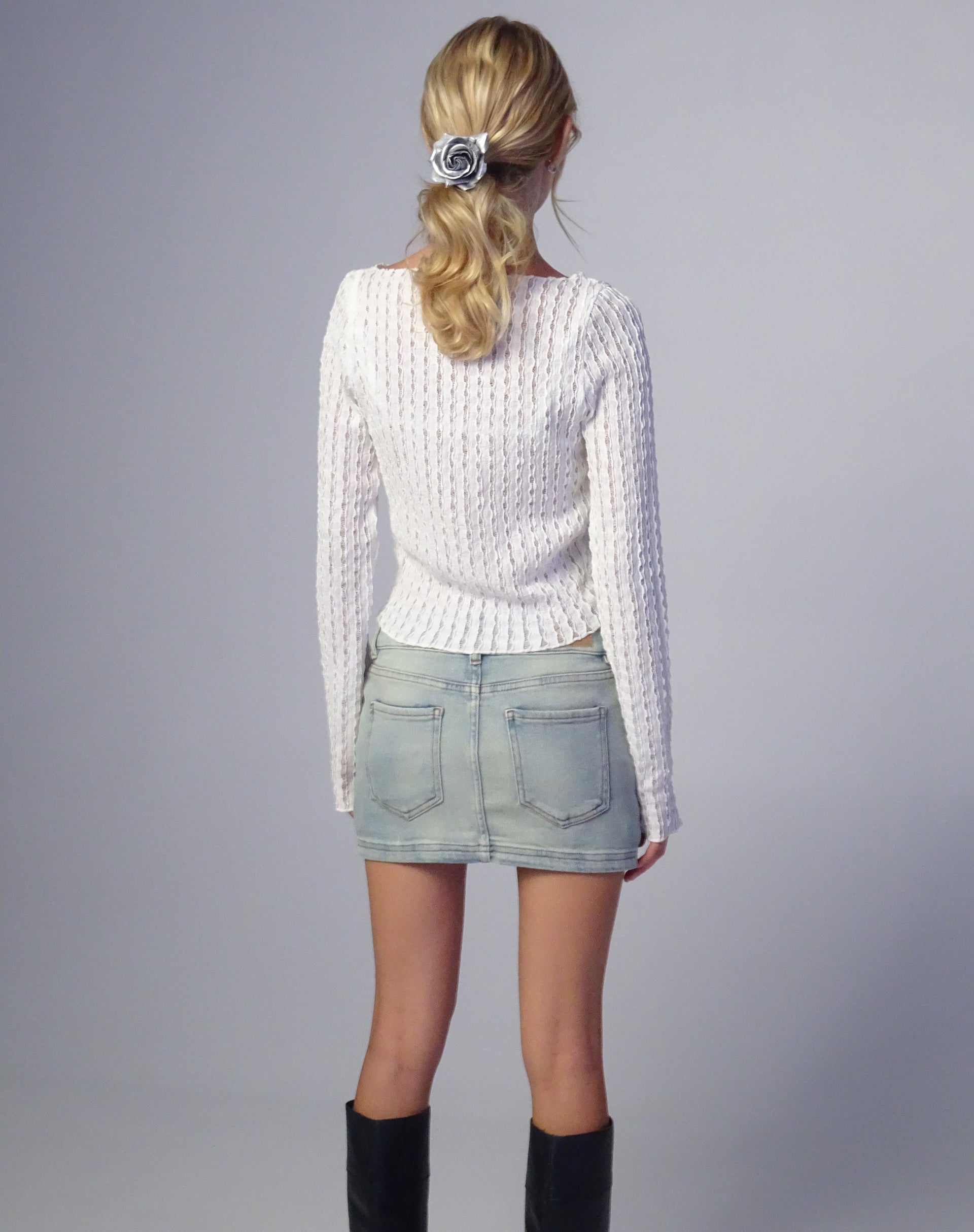 Image of Angela Langärmeliges Top in Crinkle Weiß