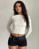 Image of Angela Textured Long Sleeve Top aus Jersey Creme
