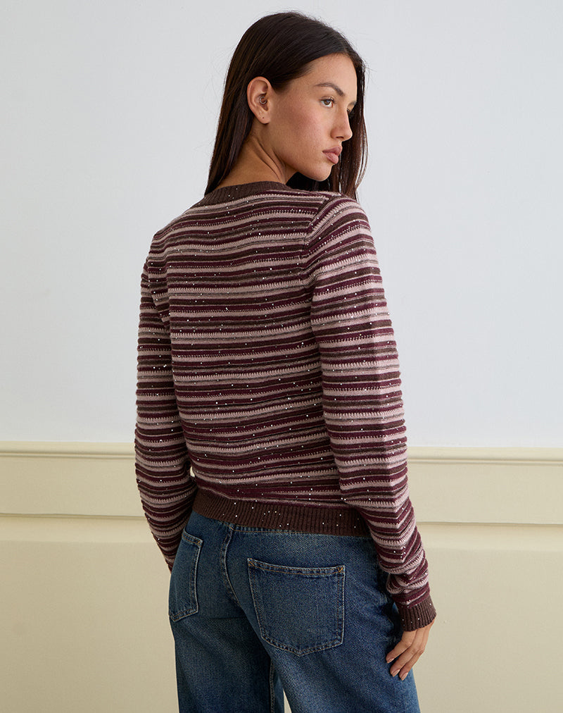 Image of Aniha Top aus Glitzerstrickstreifen Violett