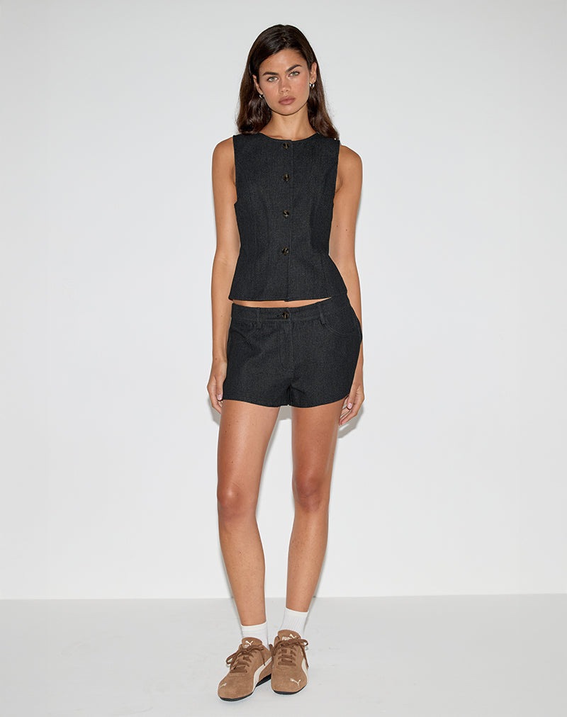 Image of Anila Weste mit Knopfleiste aus Denim Indigo