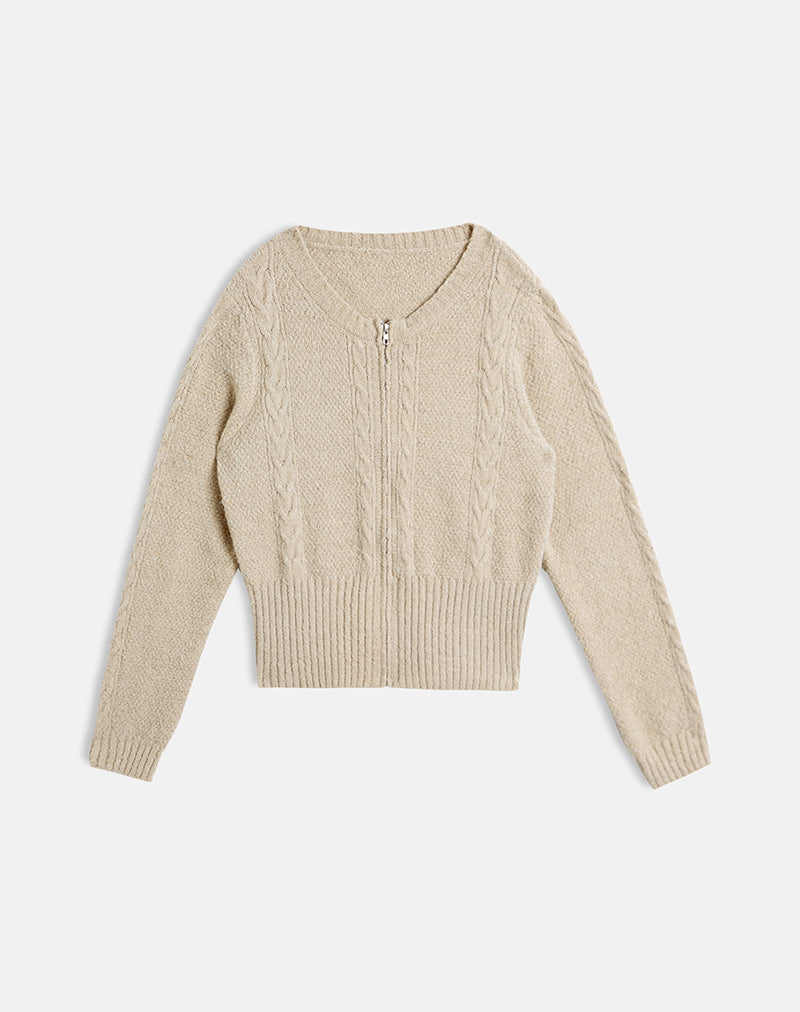 Image of Anitra Strickjacke aus Kabelstrick Beige
