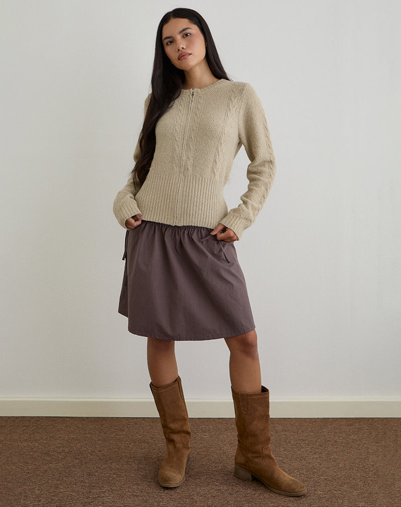 Anitra Strickjacke aus Kabelstrick Beige