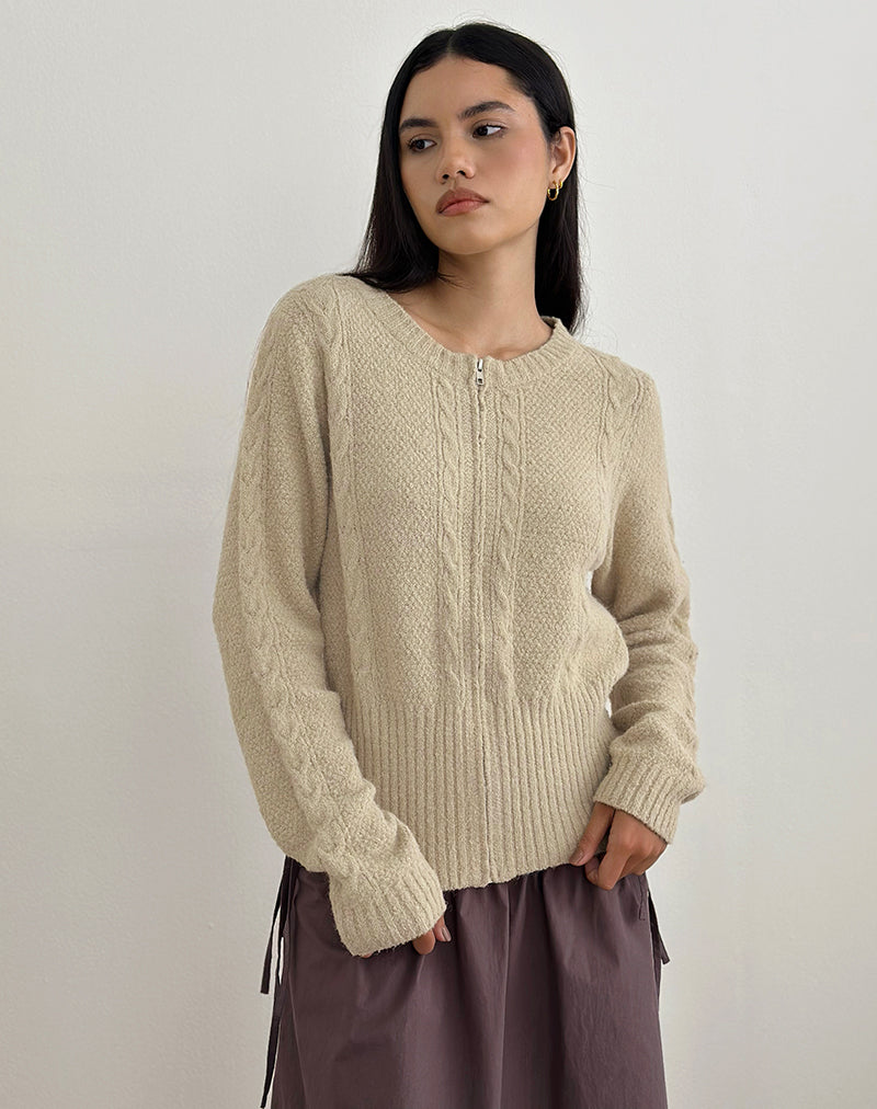 Image of Anitra Strickjacke aus Kabelstrick Beige