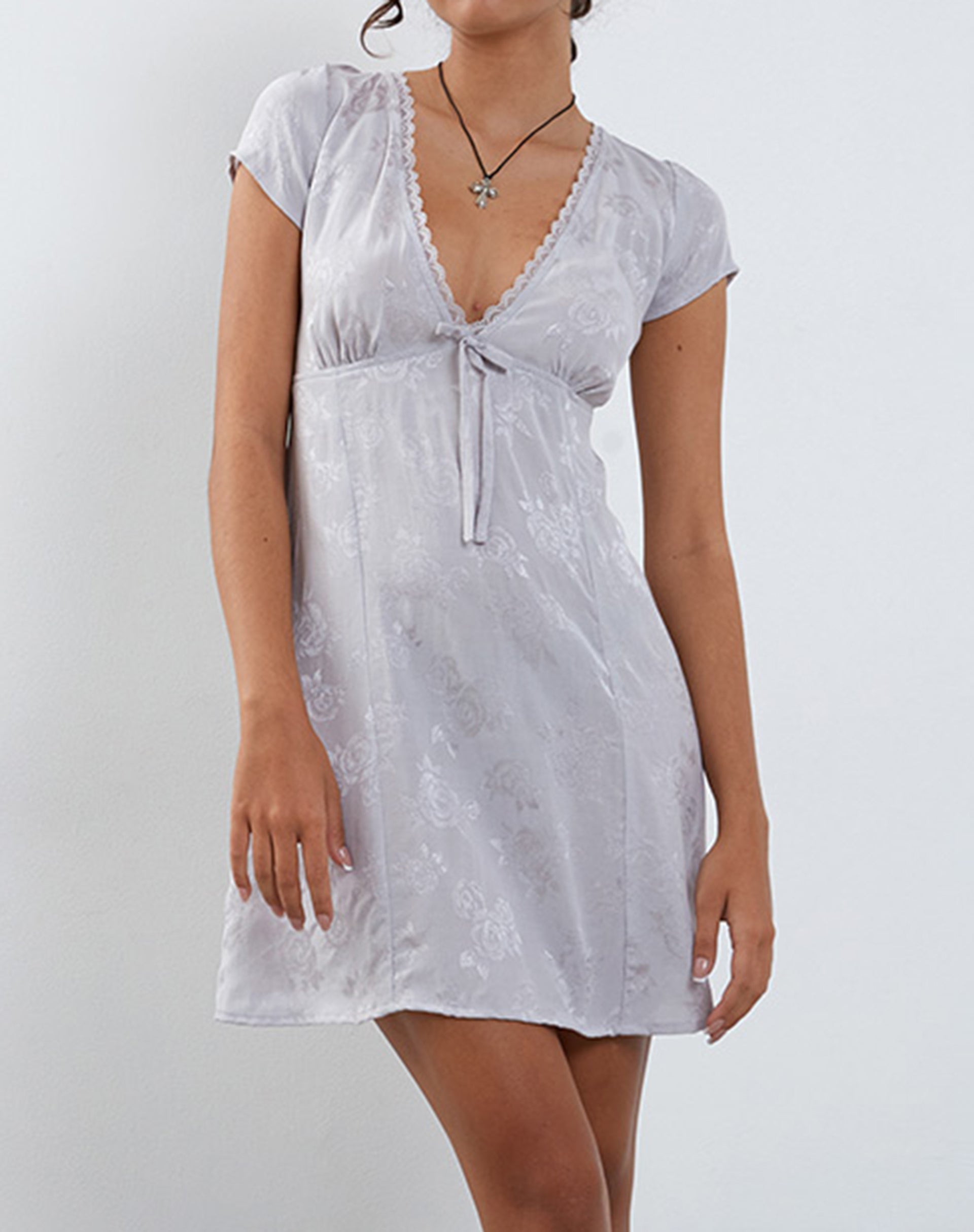 Image of Anjalia Minikleid aus Satin Rose Silber Grau