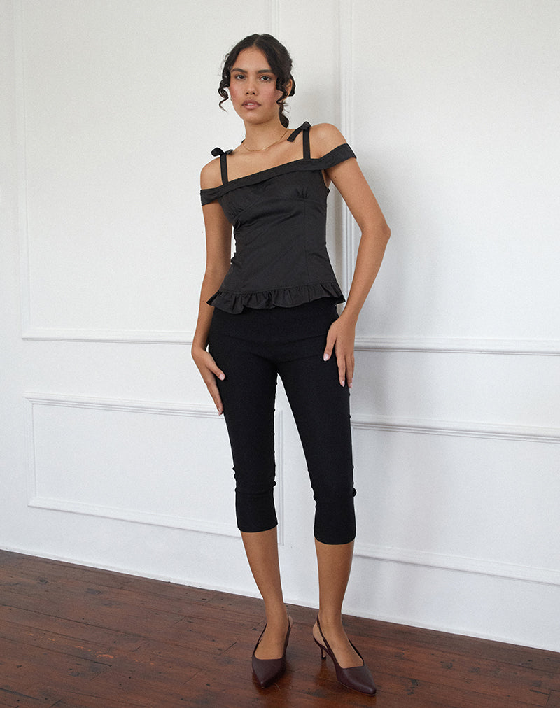 Image of Anneli Rüschensaum-Top in Schwarz