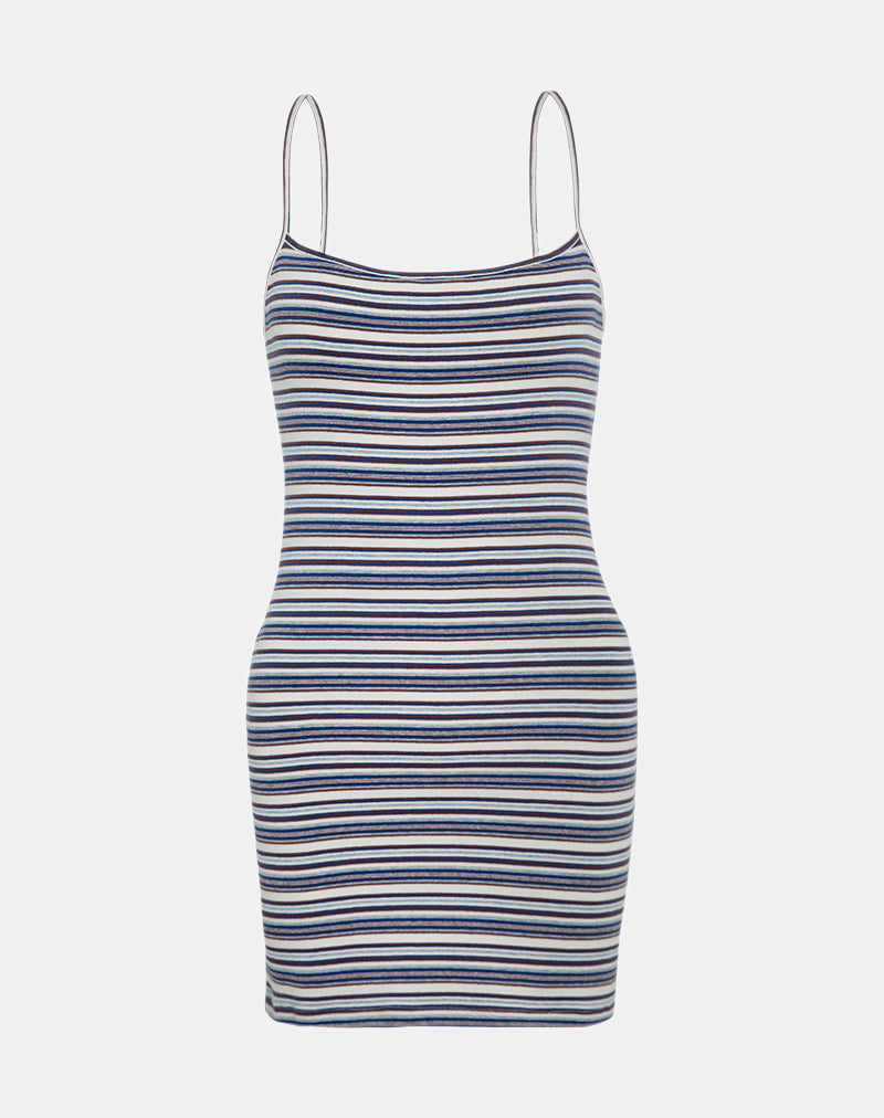 Image of Anzhelina Riemchen-Minikleid in Multi Blue Stripe