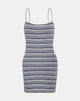 Image of Anzhelina Riemchen-Minikleid in Multi Blue Stripe