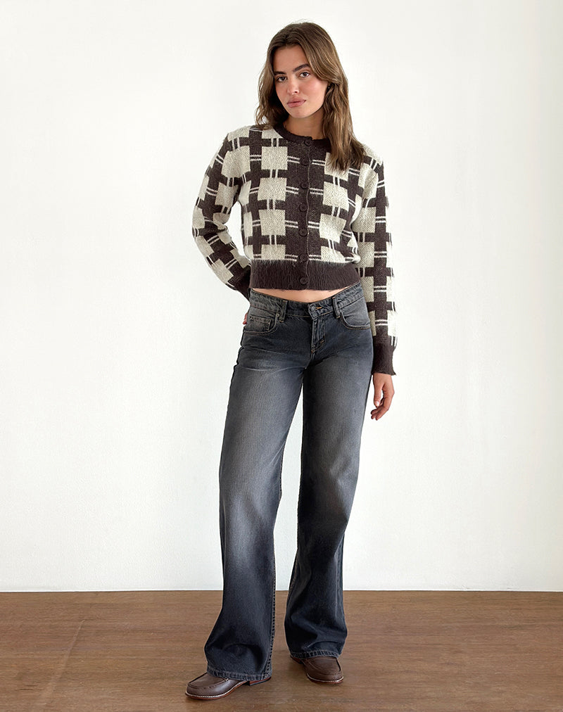 Image of Anzio Strickjacke in Karo Braun