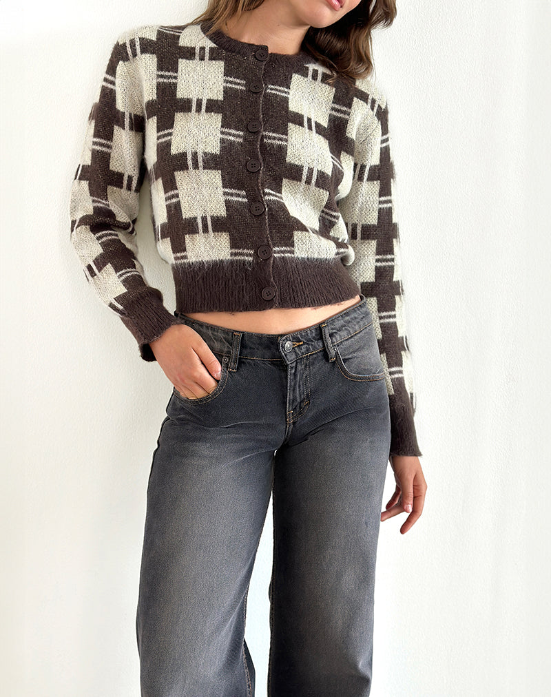 Anzio Strickjacke in Karo Braun