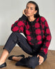 Image of Anzio Strickjacke aus schwarzem und rotem Karostrick