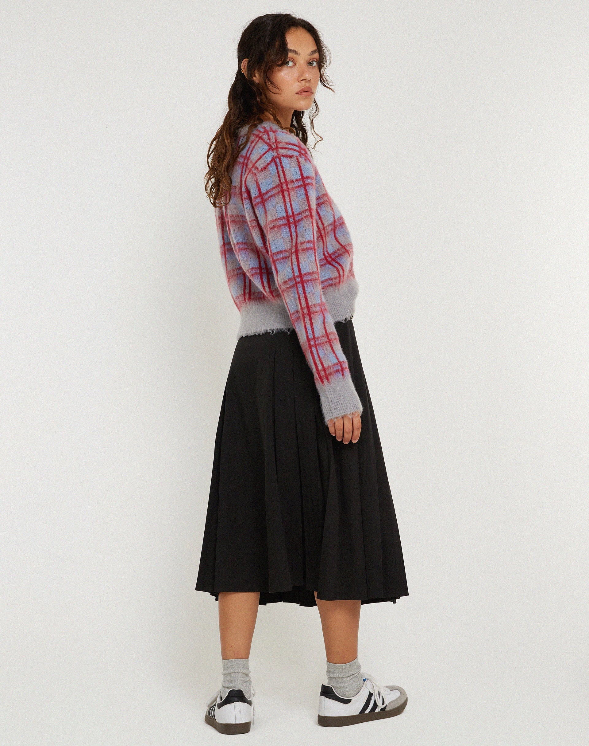 Bild von Anzio Button Up Cardi in Multi Check Grau Blau und Rot